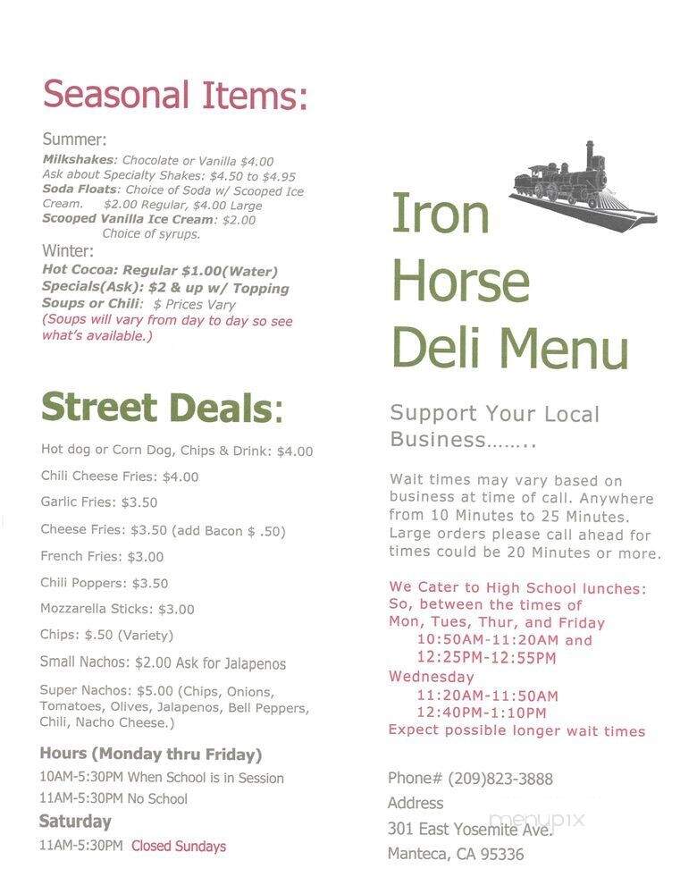 Iron Horse Deli - Manteca, CA menu_pic