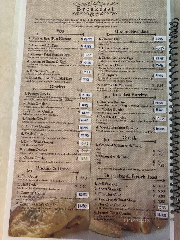 Cafe 94 - Potrero, CA menu_pic