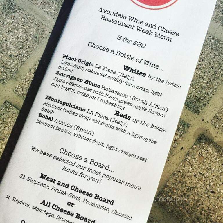 Avondale Wine & Cheese - Charleston, SC menu_pic