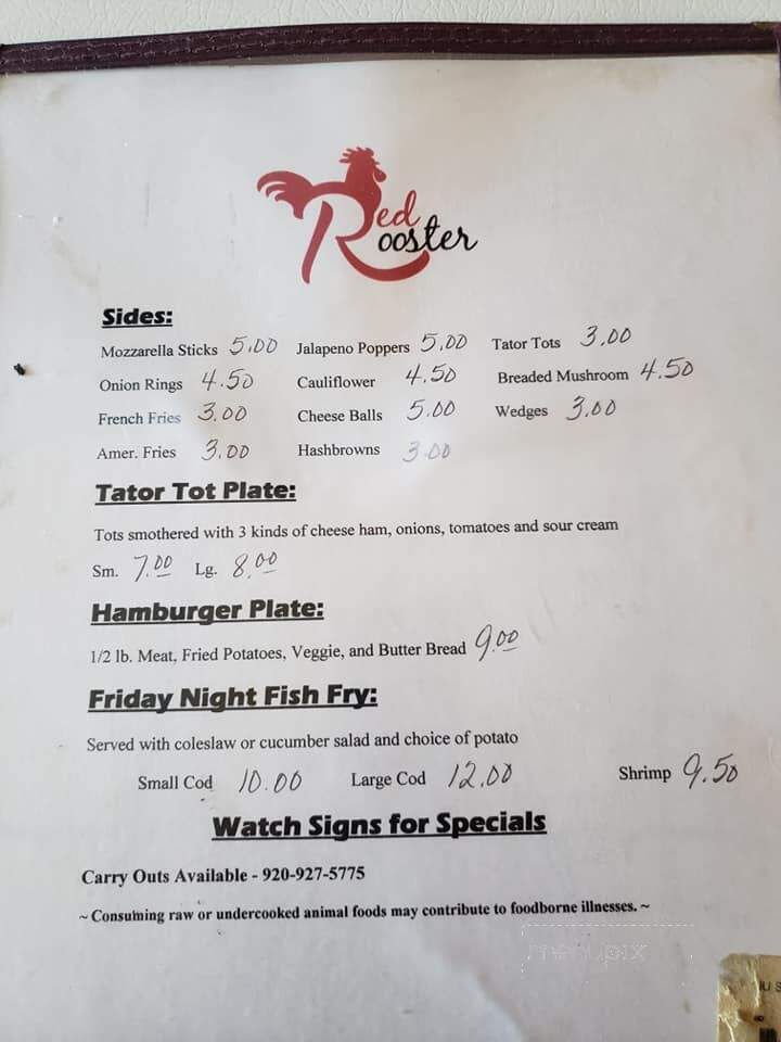 Red Rooster Saloon - Lowell, WI menu_pic