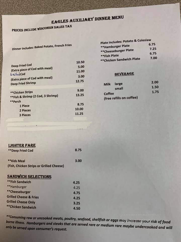 Eagles Club - Madison, WI menu_pic
