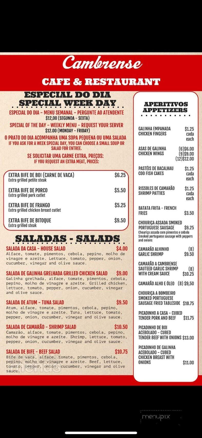 Cambrense Restaurant & Cafe - Hartford, CT menu_pic