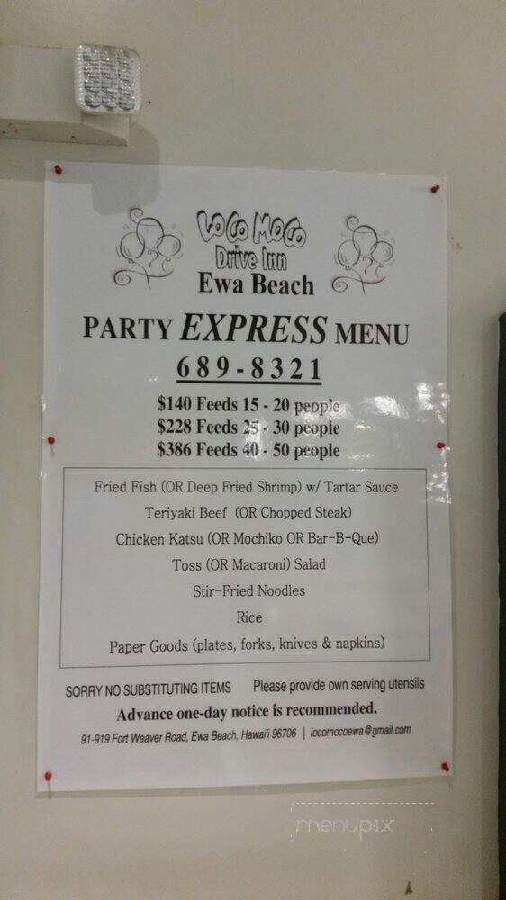 Loco Moco Drive Inn - Ewa Beach, HI menu_pic