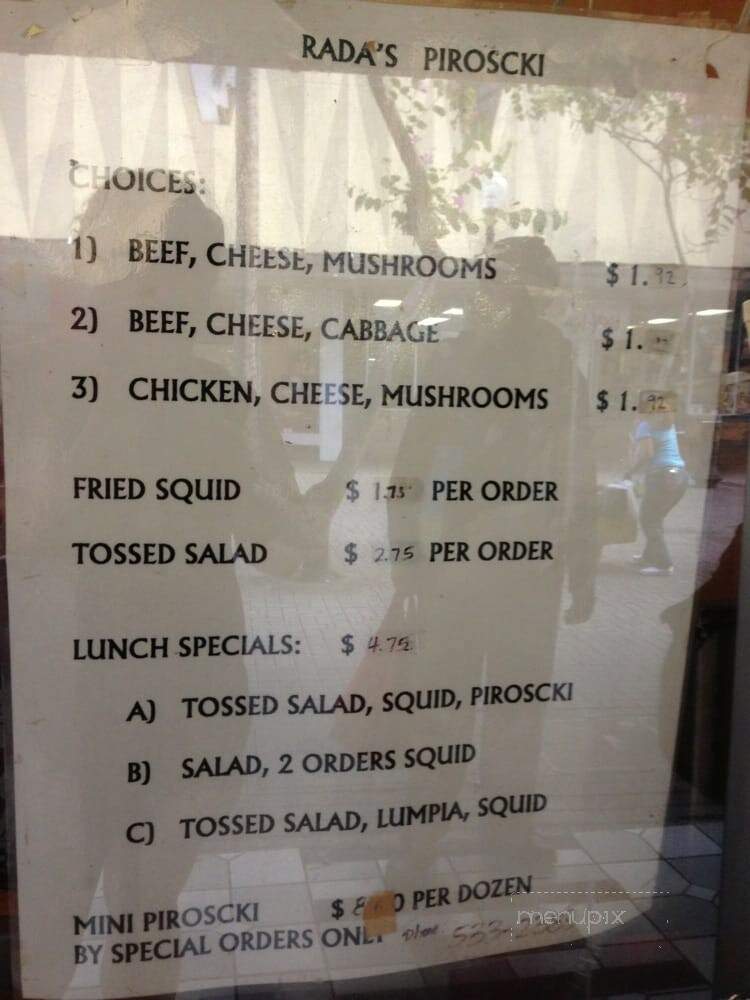 Rada's Piroscki - Honolulu, HI menu_pic