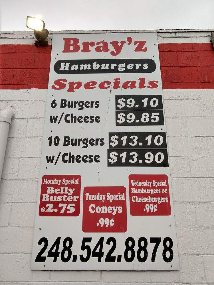 Bray's Hamburger - Hazel Park, MI menu_pic
