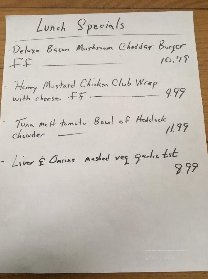 Tory Hill Cafe - Buxton, ME menu_pic