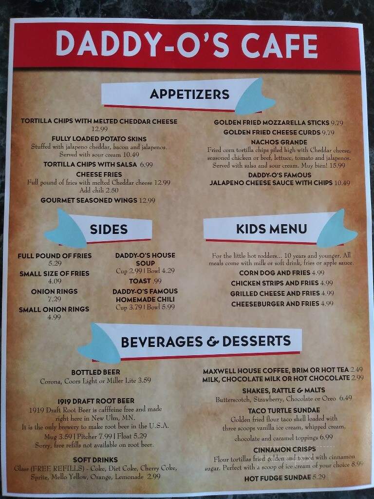Daddy-O's Cafe - Elk River, MN menu_pic