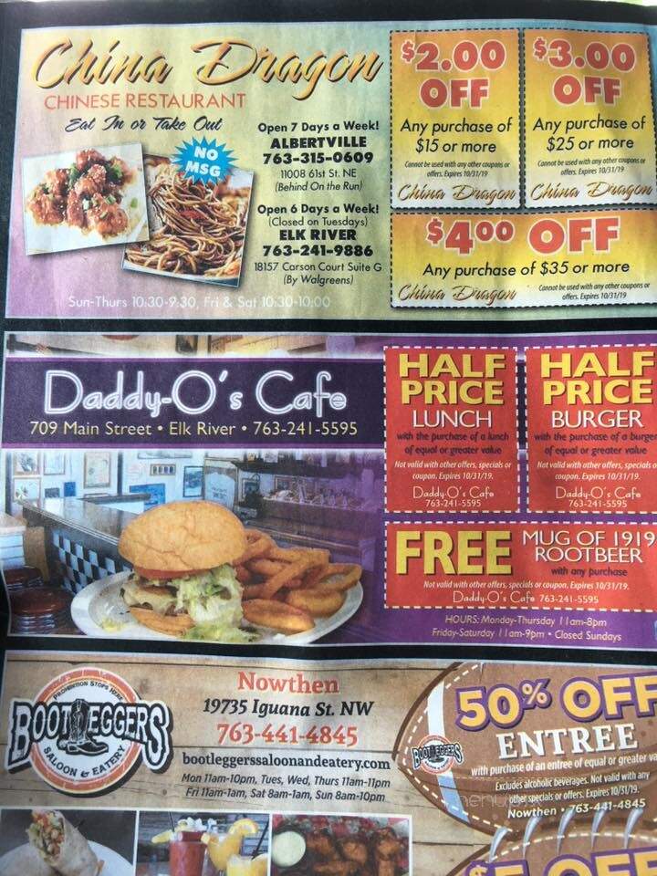 Daddy-O's Cafe - Elk River, MN menu_pic