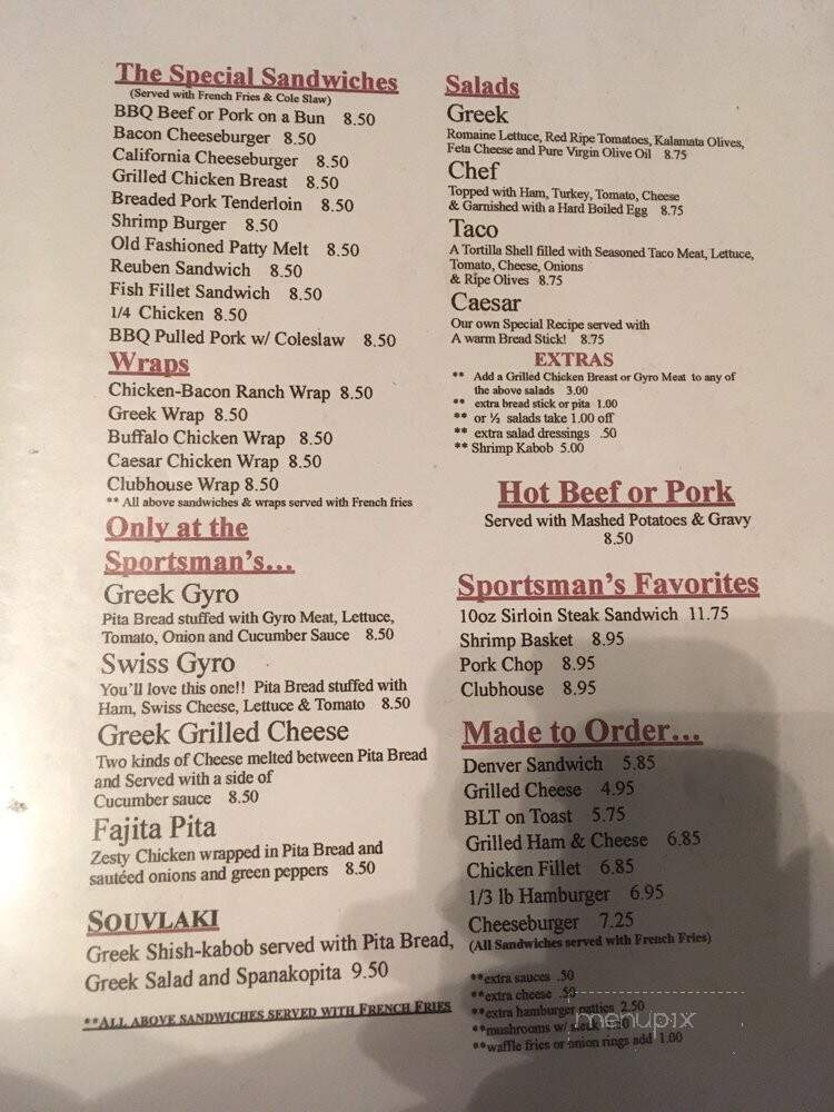 Sportsmen's Restaurant & Tvrn - Hibbing, MN menu_pic