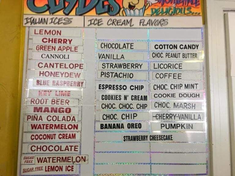 Clyde's Ices & Ice Cream Co - Garfield, NJ menu_pic