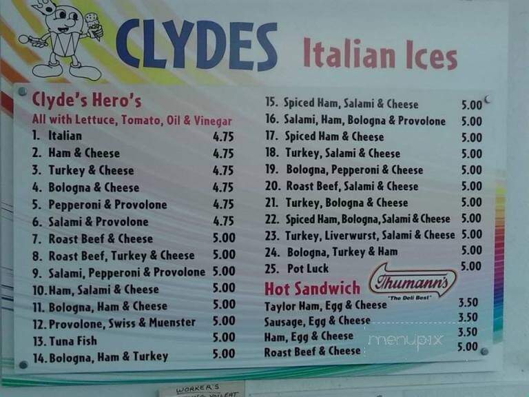 Clyde's Ices & Ice Cream Co - Garfield, NJ menu_pic