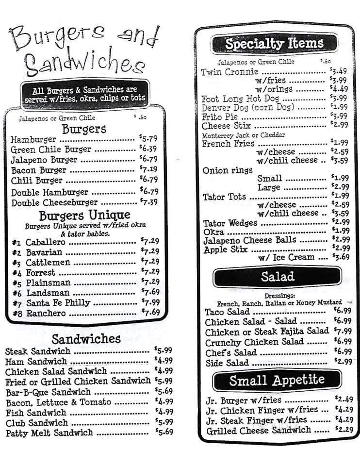 Twin Cronnie Drive-In - Clovis, NM menu_pic
