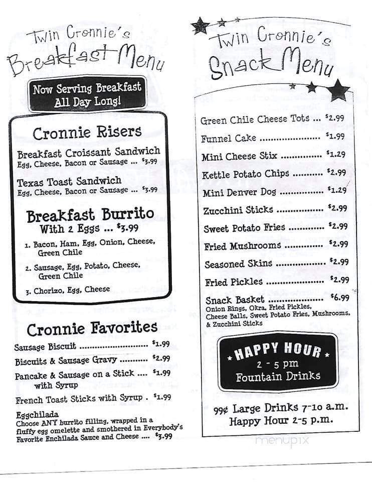 Twin Cronnie Drive-In - Clovis, NM menu_pic