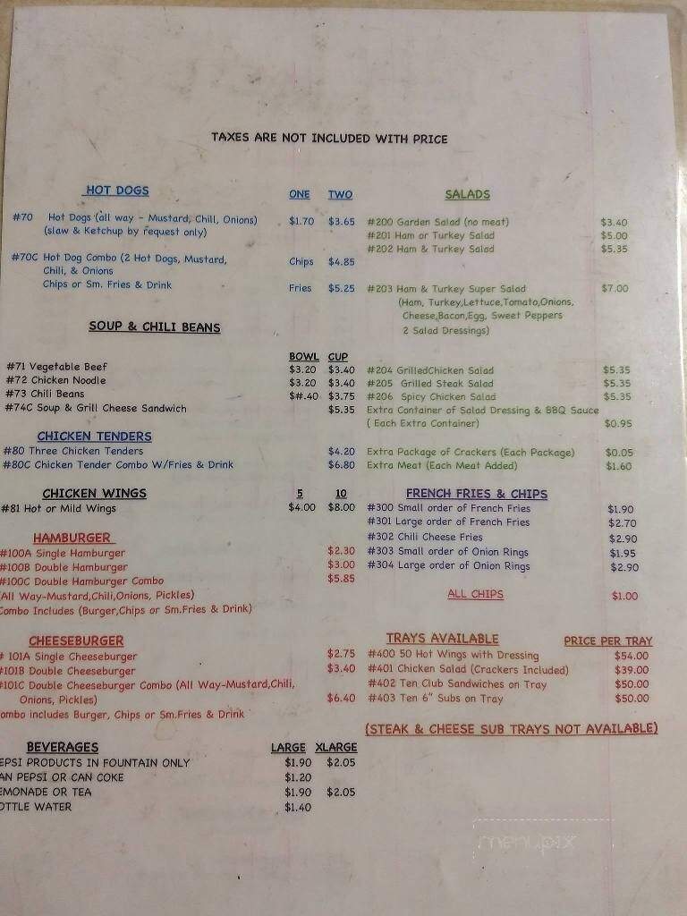 Uncle Bill's Sub & Sandwich - Selma, NC menu_pic