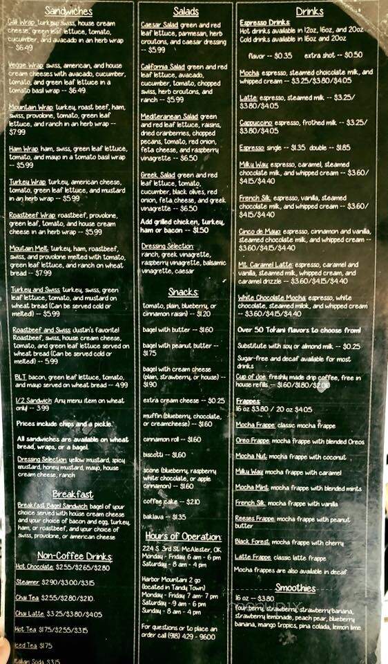 Harbor Mountain Coffeehouse - Mcalester, OK menu_pic