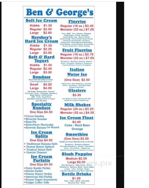 Ben & George's - Pittston, PA menu_pic