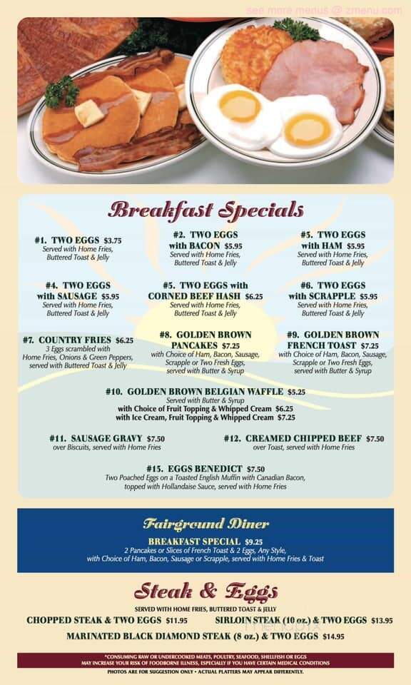 Fairgrounds Diner - Carlisle, PA menu_pic