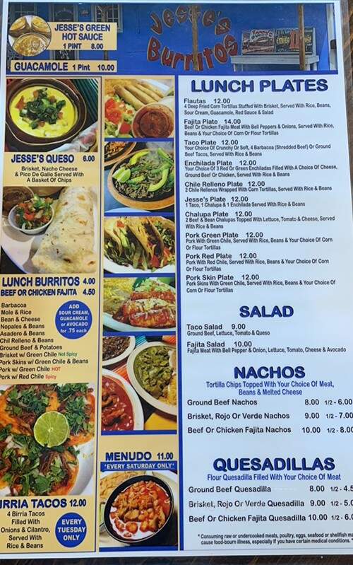 Jesse's Burritos - Borger, TX menu_pic