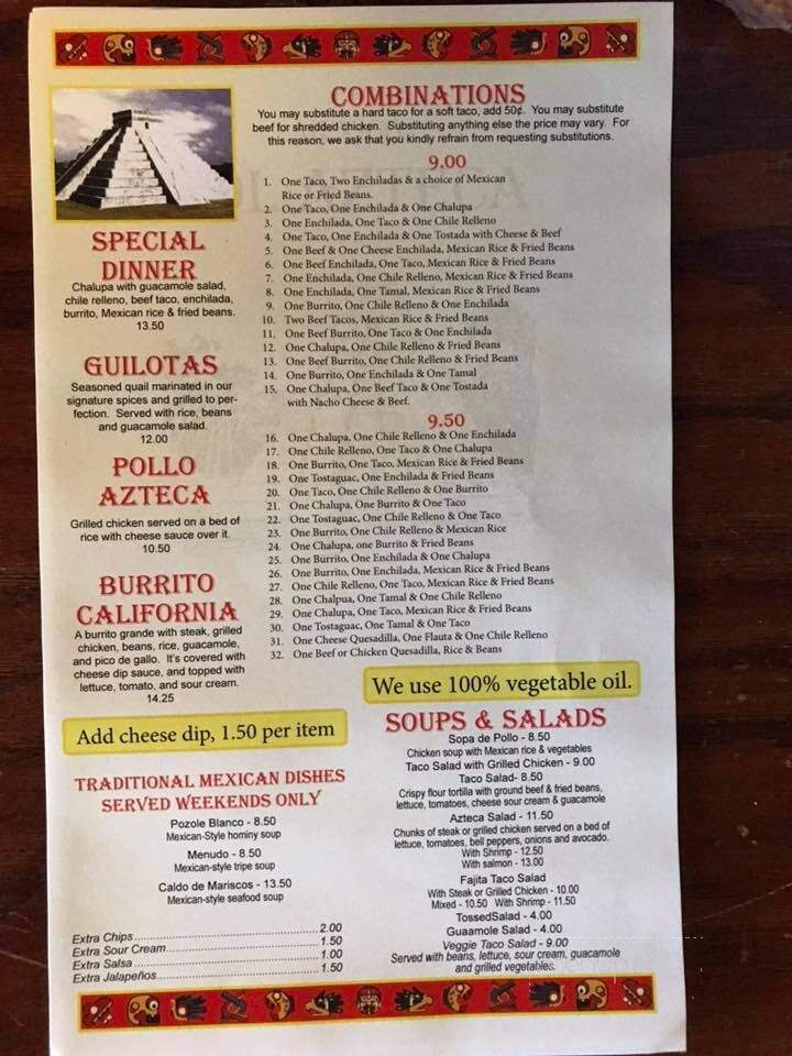 Sol Azteca - Vestavia Hills, AL menu_pic