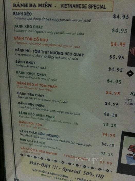 Van Restaurant - Garden Grove, CA menu_pic
