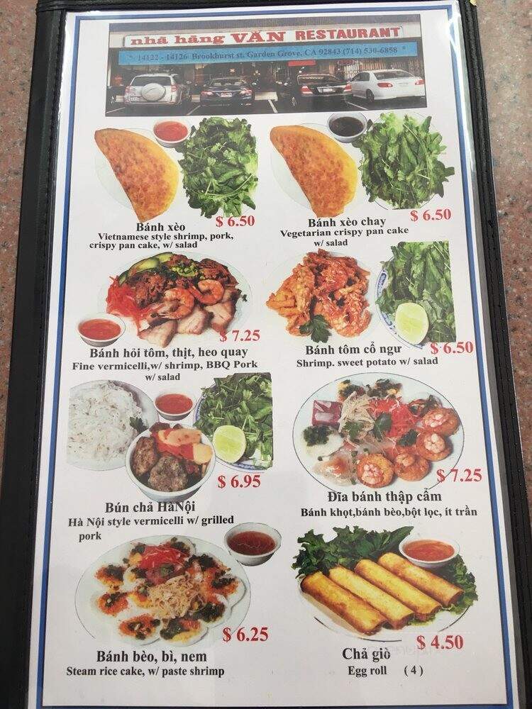 Van Restaurant - Garden Grove, CA menu_pic