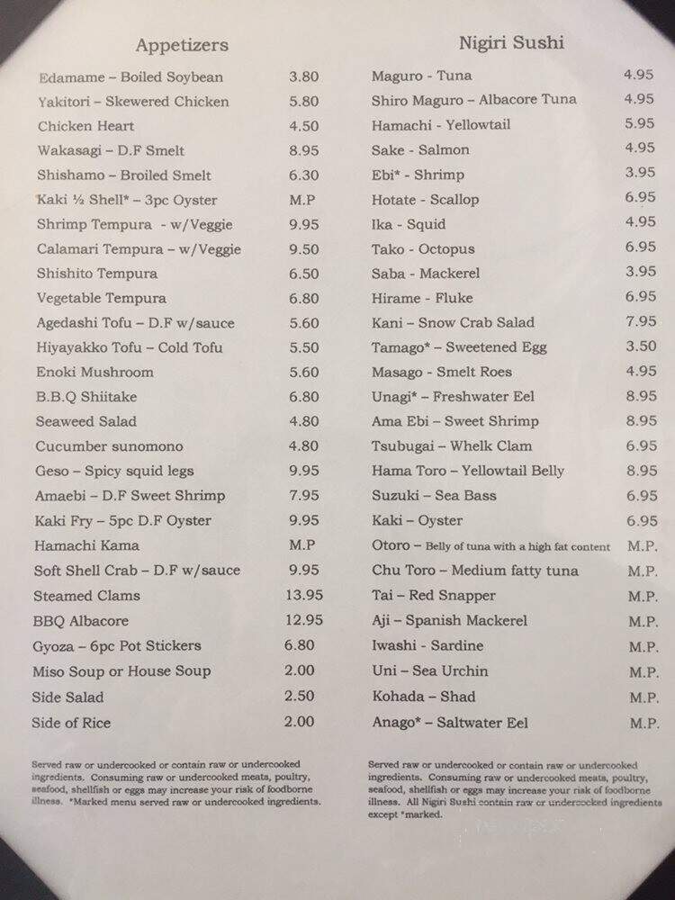 Shige Sushi - Carmichael, CA menu_pic