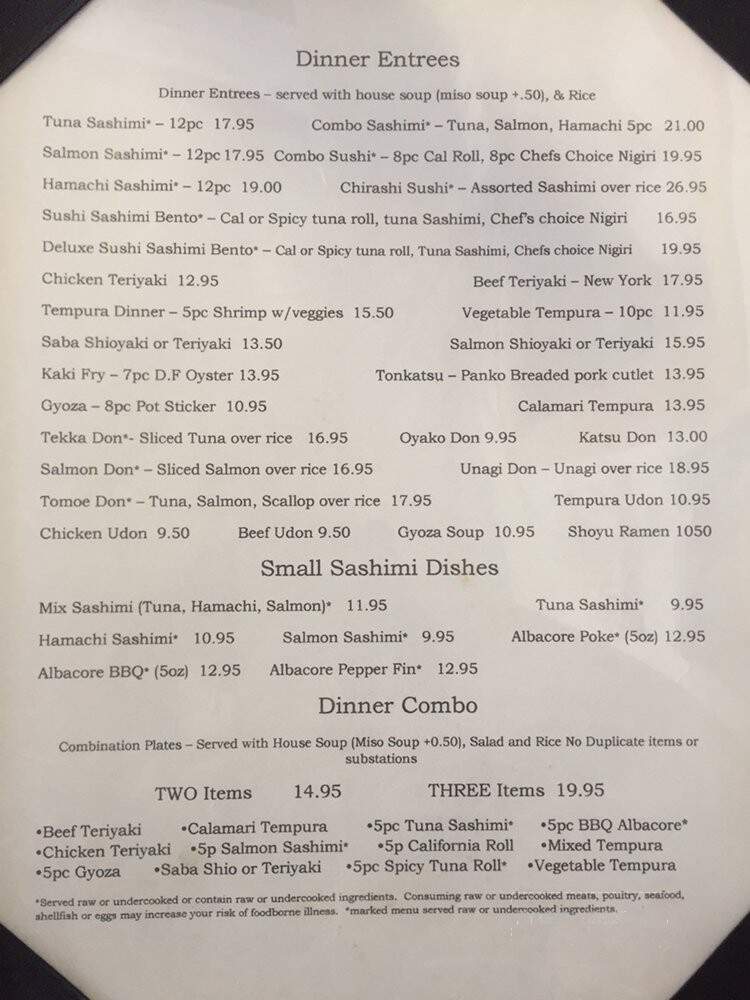 Shige Sushi - Carmichael, CA menu_pic