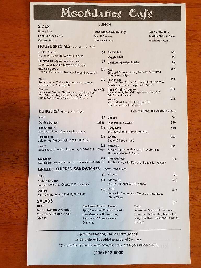 Moondance Cafe - Victor, MT menu_pic