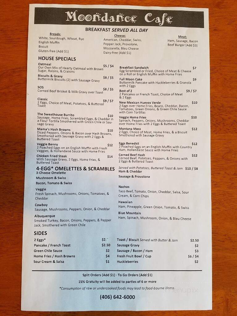 Moondance Cafe - Victor, MT menu_pic