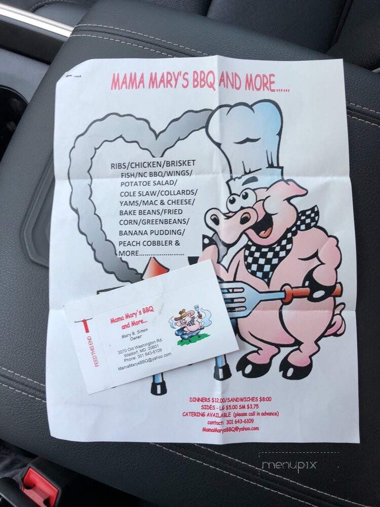 Mama Mary's BBQ - Waldorf, MD menu_pic