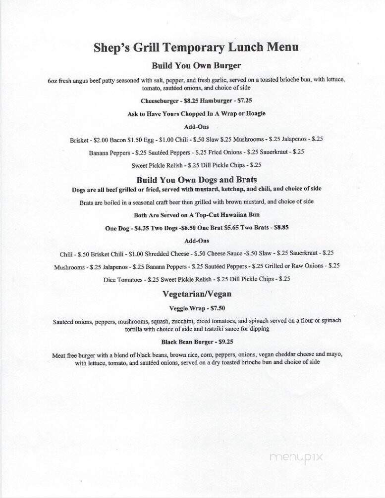 Shep's - Washington, NC menu_pic
