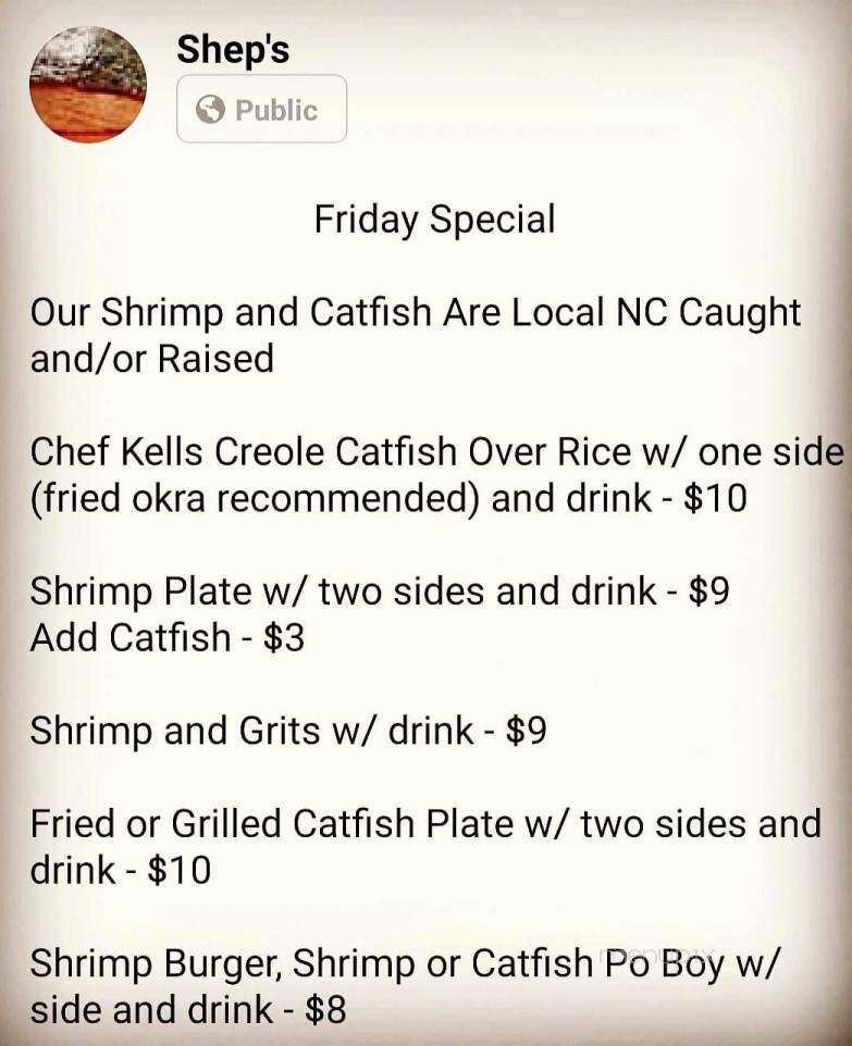 Shep's - Washington, NC menu_pic