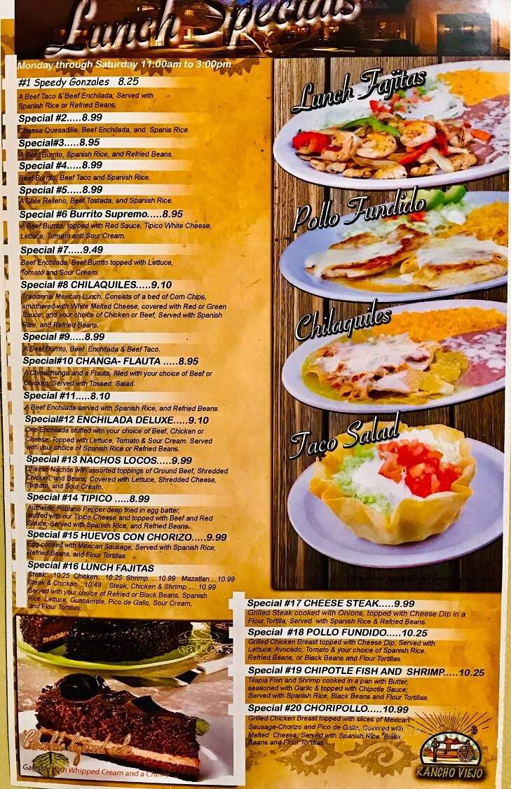 Rancho Viejo Mexican Grill - Alexandria, MN menu_pic