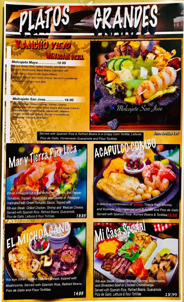 Rancho Viejo Mexican Grill - Alexandria, MN menu_pic