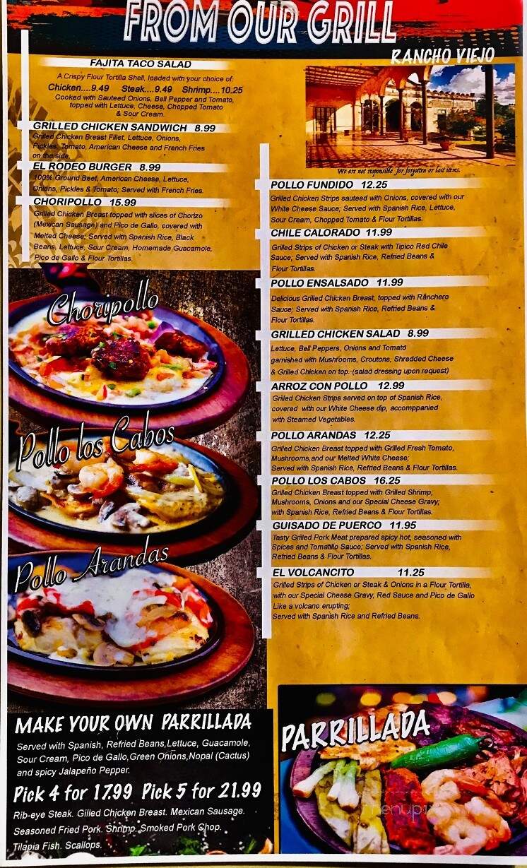 Rancho Viejo Mexican Grill - Alexandria, MN menu_pic