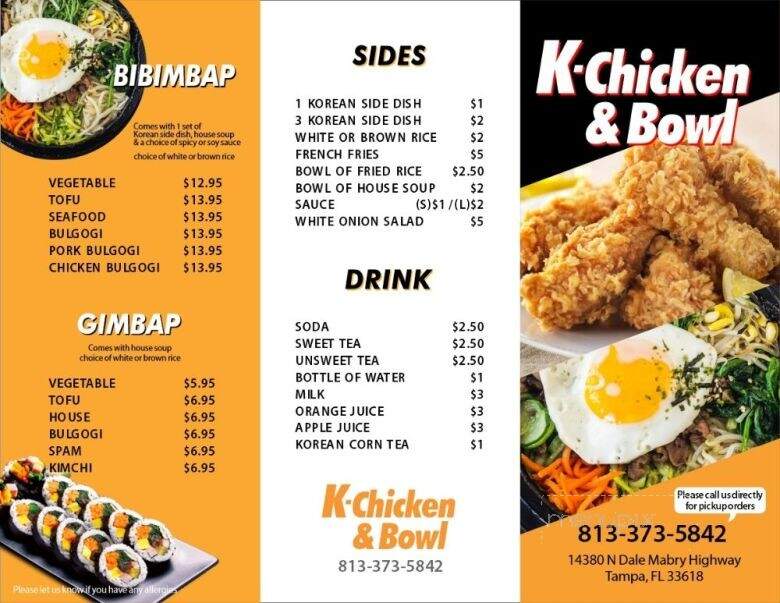 K-Chicken & Bowl - Tampa, FL menu_pic