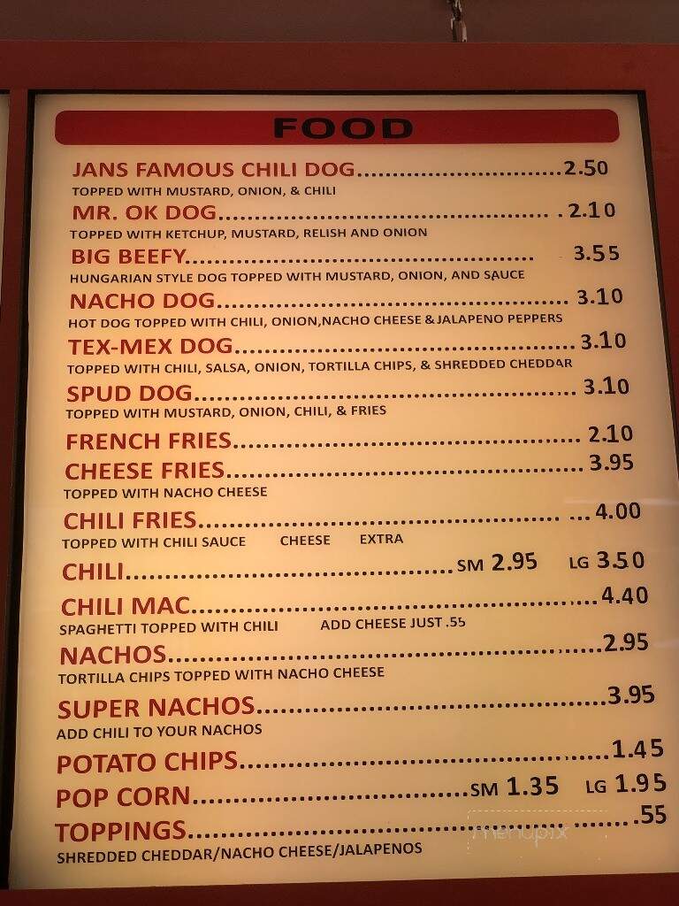 Jan's Famous Chili Dogs - Toledo, OH menu_pic