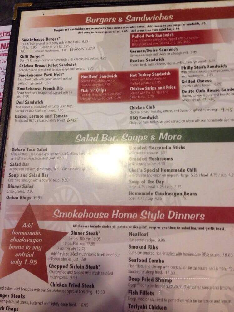 Smokehouse Restaurant - La Grande, OR menu_pic