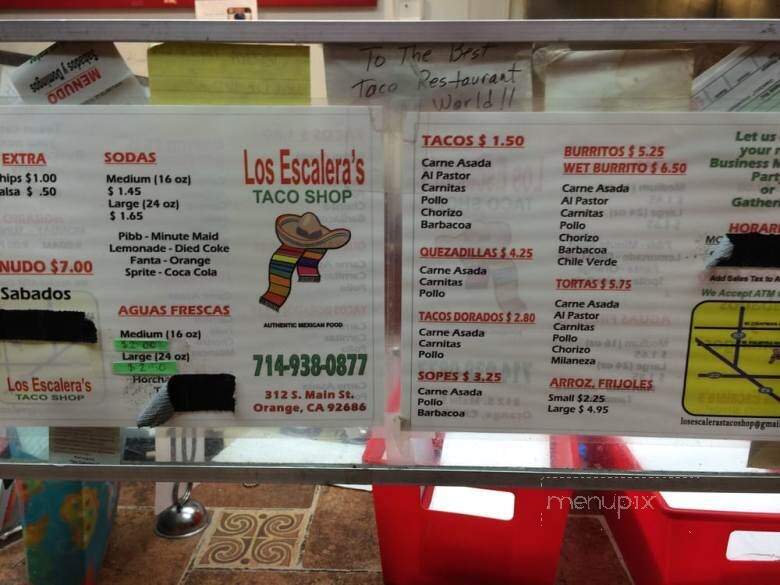 Los Escalera's Taco Shop - Orange, CA menu_pic