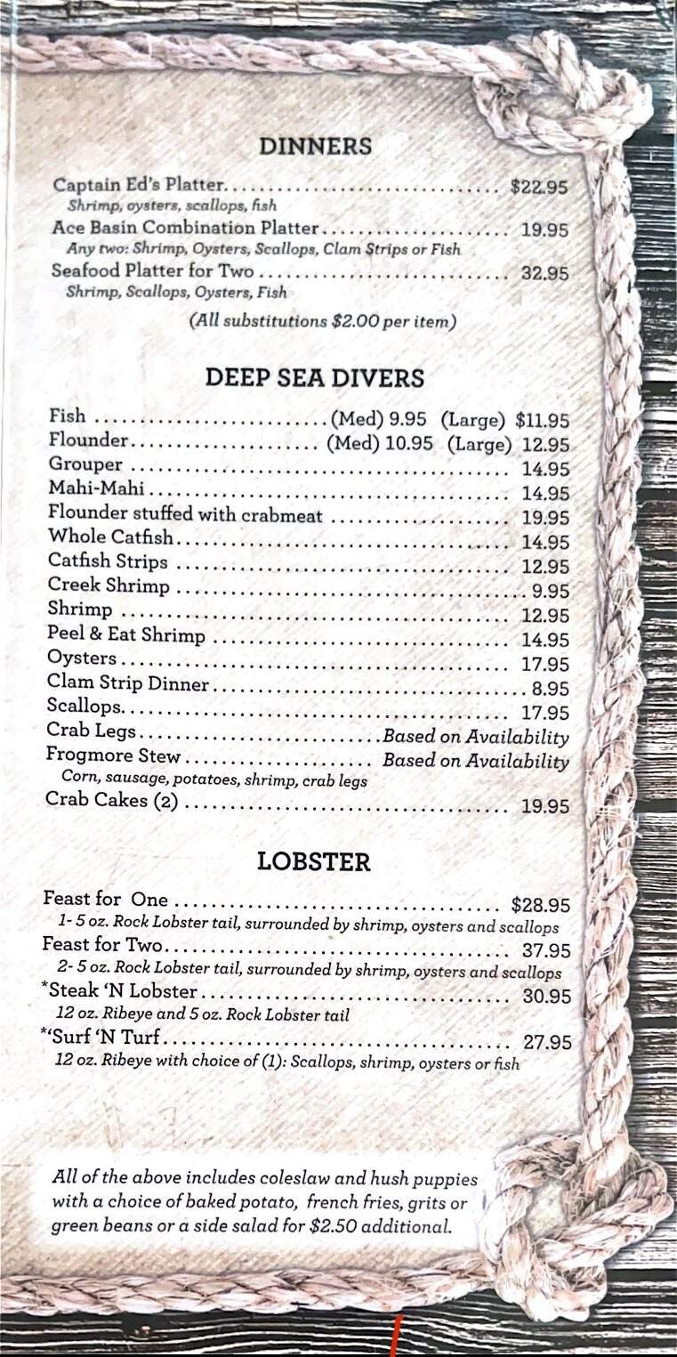 Jacksonboro Fish Camp - Round O, SC menu_pic