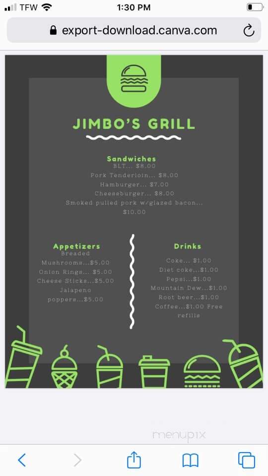 Jimbo's Place Incorporated - Millington, IL menu_pic