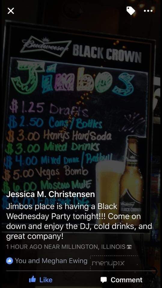 Jimbo's Place Incorporated - Millington, IL menu_pic