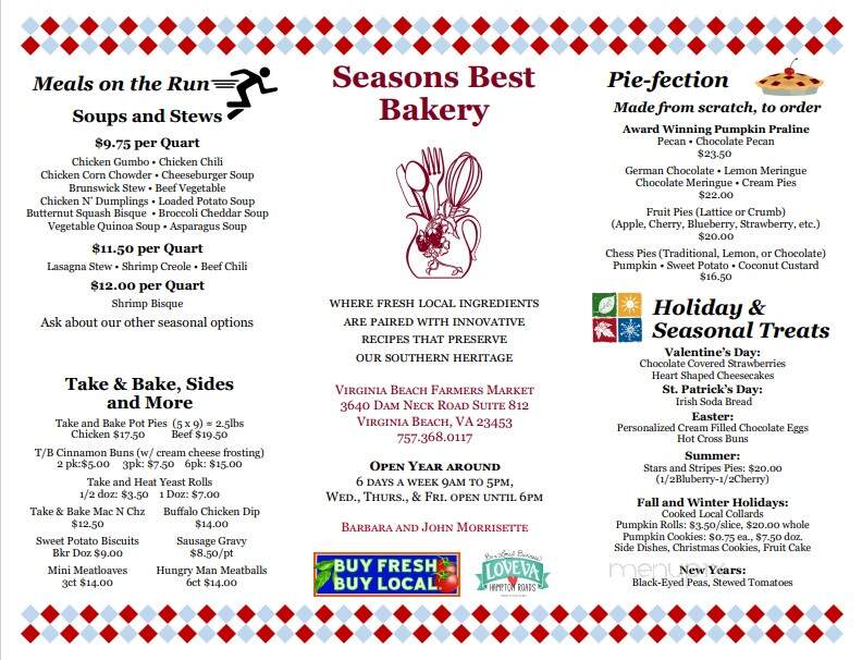 Seasons Best Bakey - Virginia Beach, VA menu_pic