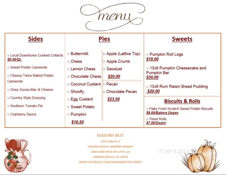 Seasons Best Bakey - Virginia Beach, VA menu_pic