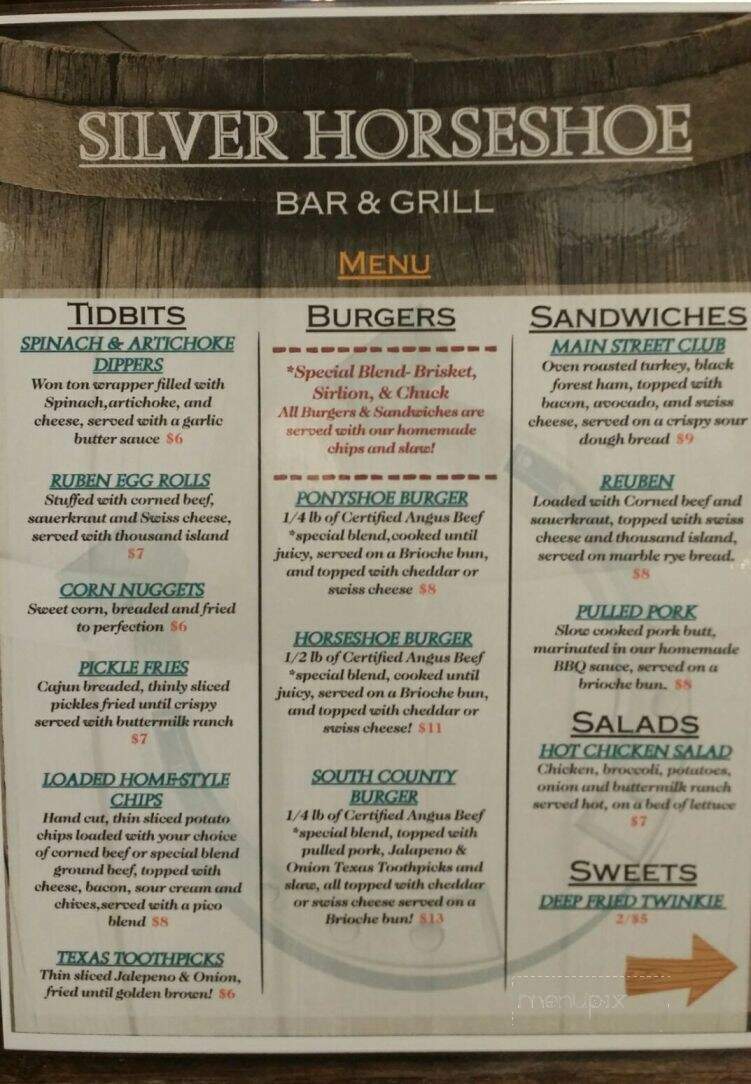 Silver Horseshoe - Wanatah, IN menu_pic