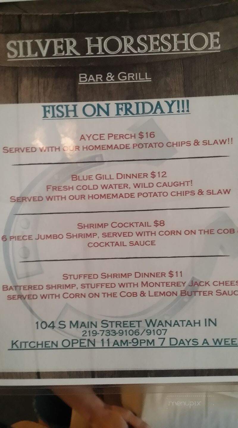 Silver Horseshoe - Wanatah, IN menu_pic
