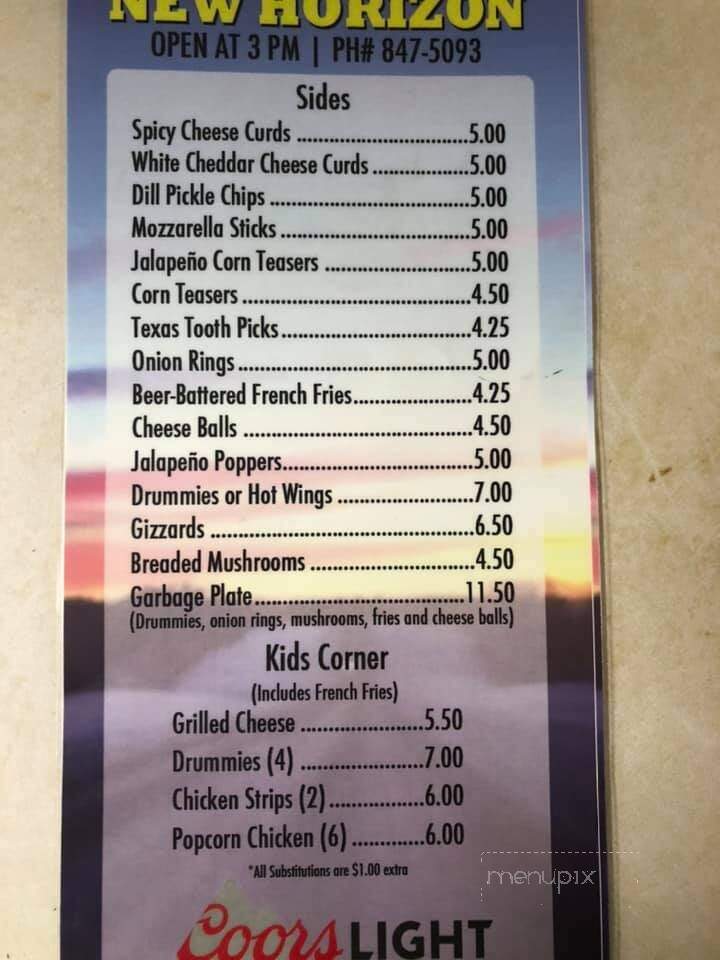 New Horizon - Lake Preston, SD menu_pic