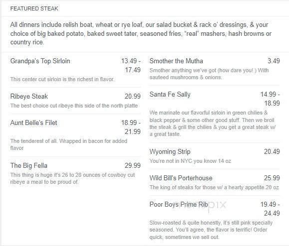 Poor Boys Steakhouse - Casper, WY menu_pic