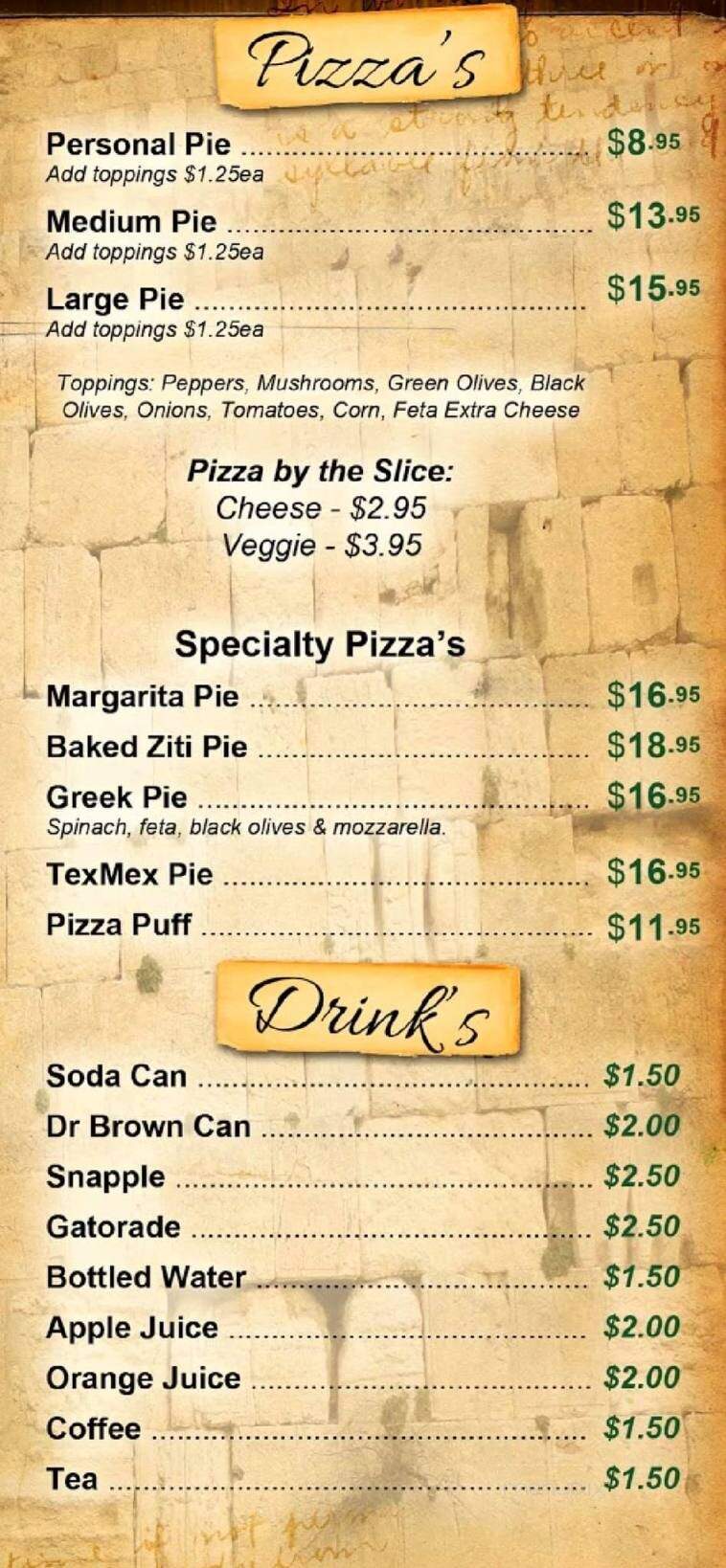 Jerusalem Pizza - North Miami Beach, FL menu_pic