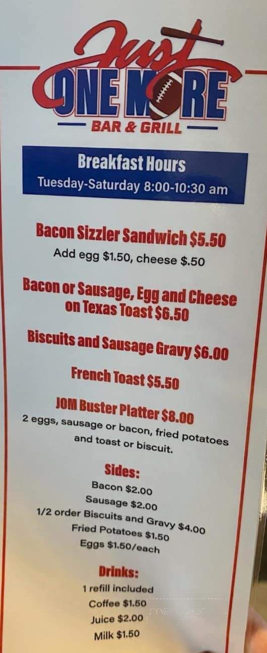 Just One More Bar & Grill - Marion, IL menu_pic